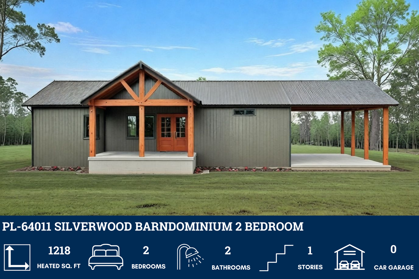 PL-64011 Silverwood Barndominium House Plan