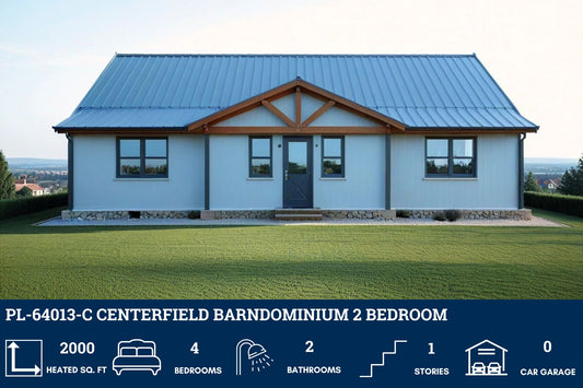 PL-64013-C Centerfield Barndominium House Plan