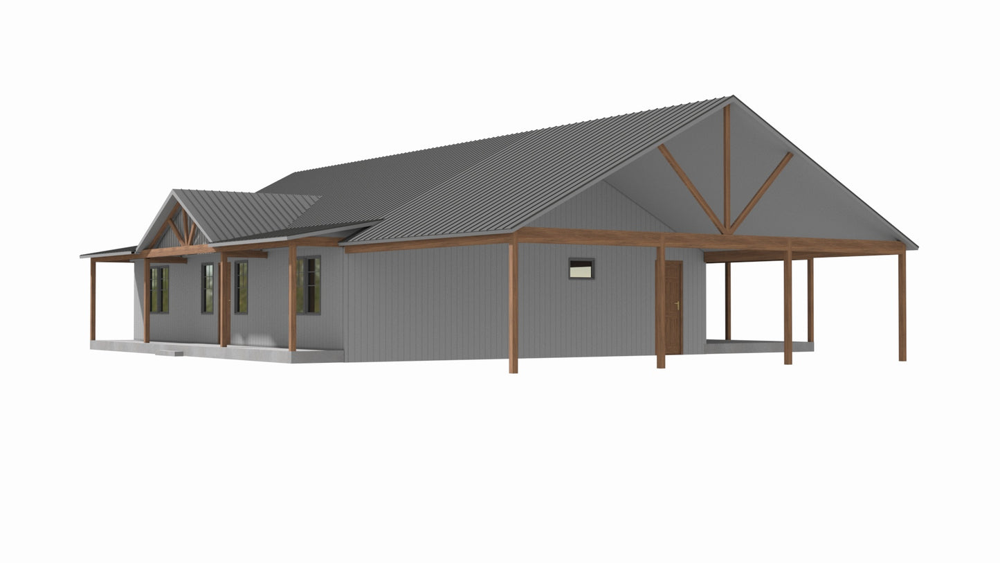 PL-64013-D Dennis Barndominium House Plan