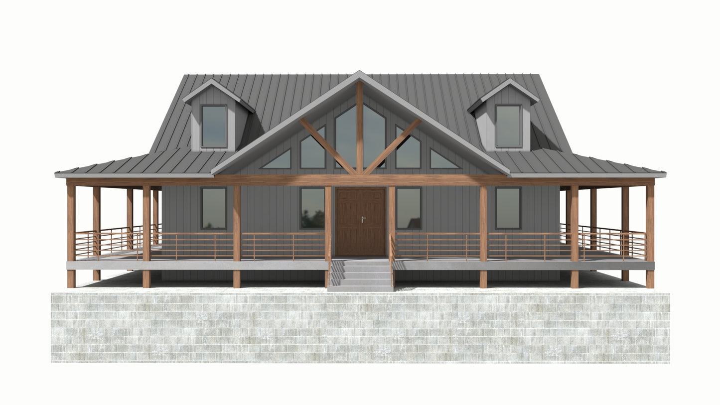 PL-64015-M Mayer Barndominium House Plan