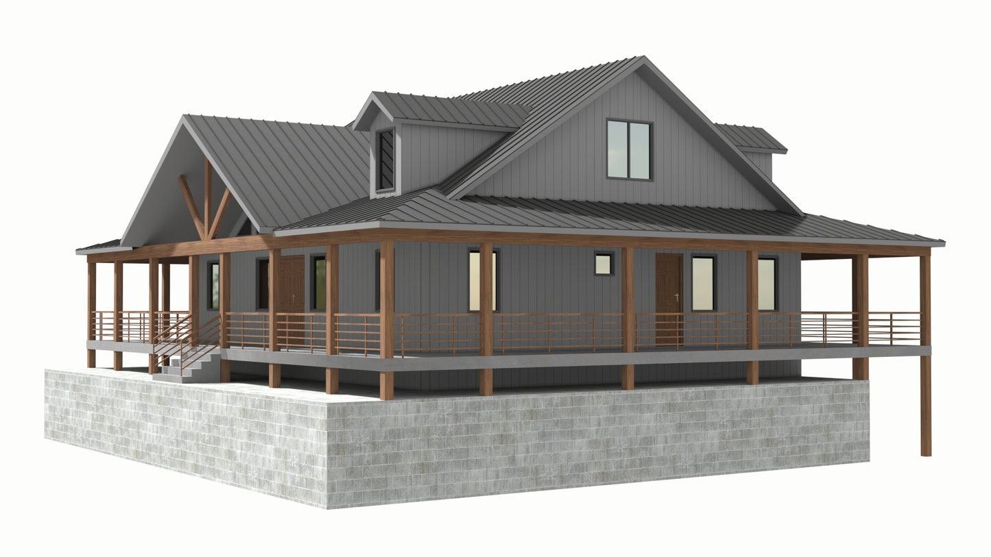 PL-64015-M Mayer Barndominium House Plan