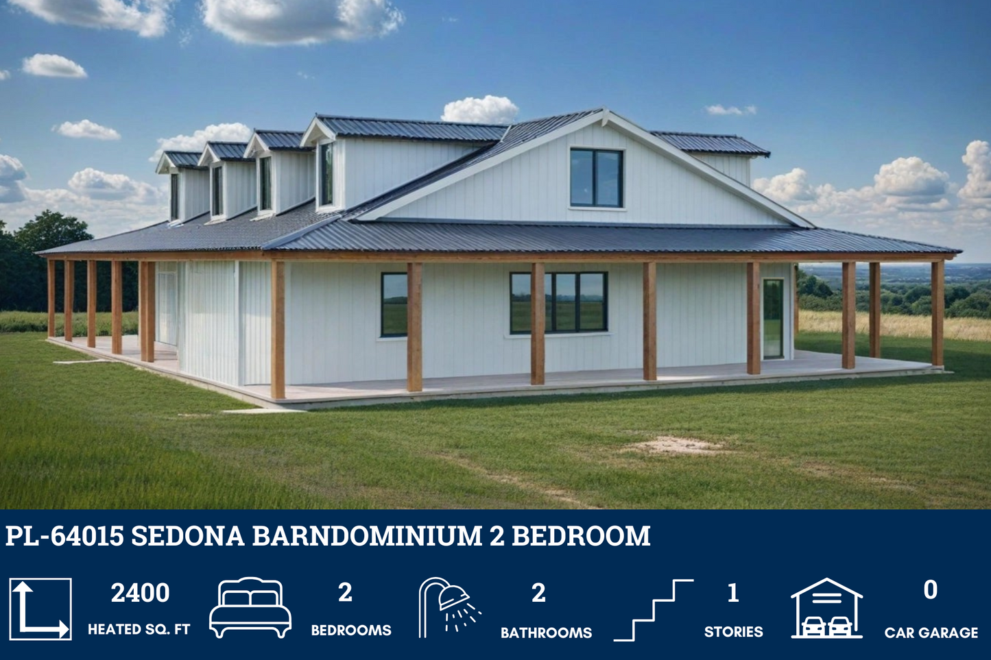 PL-64015 Sedona Barndominium House Plan