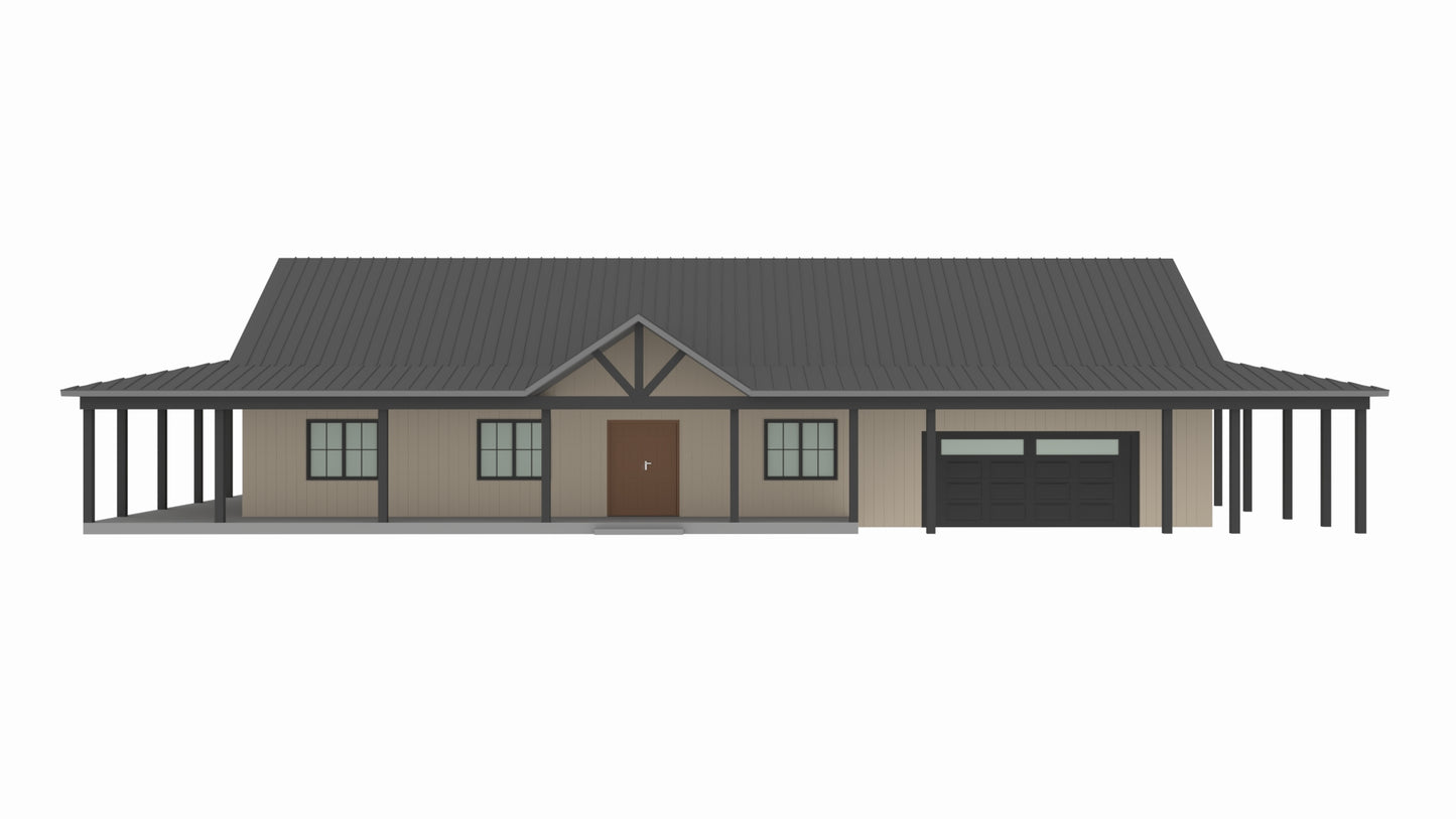 PL-64017-L Lee Barndominium House Plan