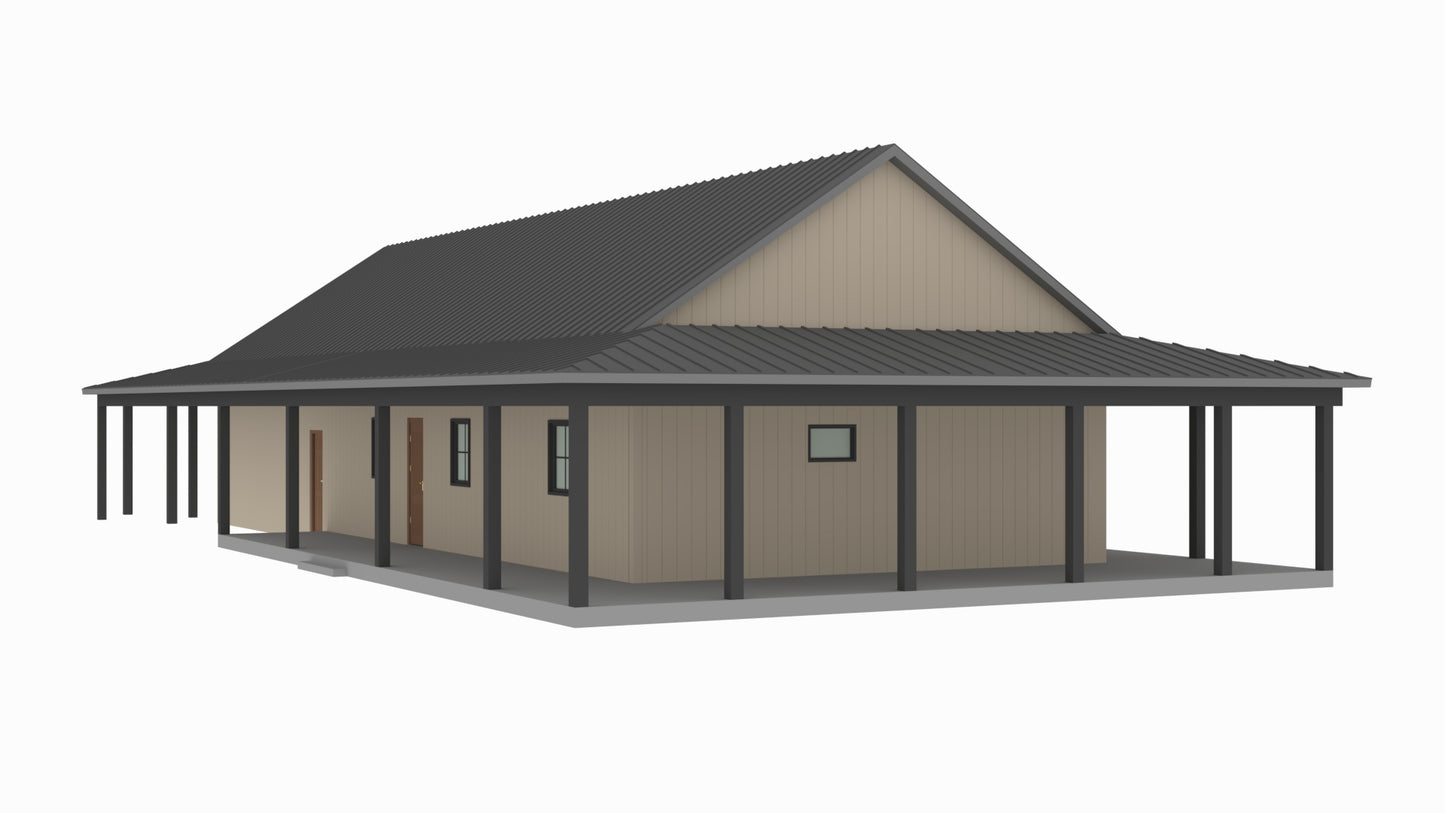 PL-64017-L Lee Barndominium House Plan