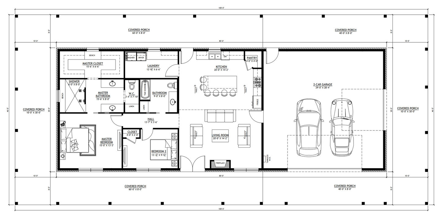 PL-64017-L Lee Barndominium House Plan