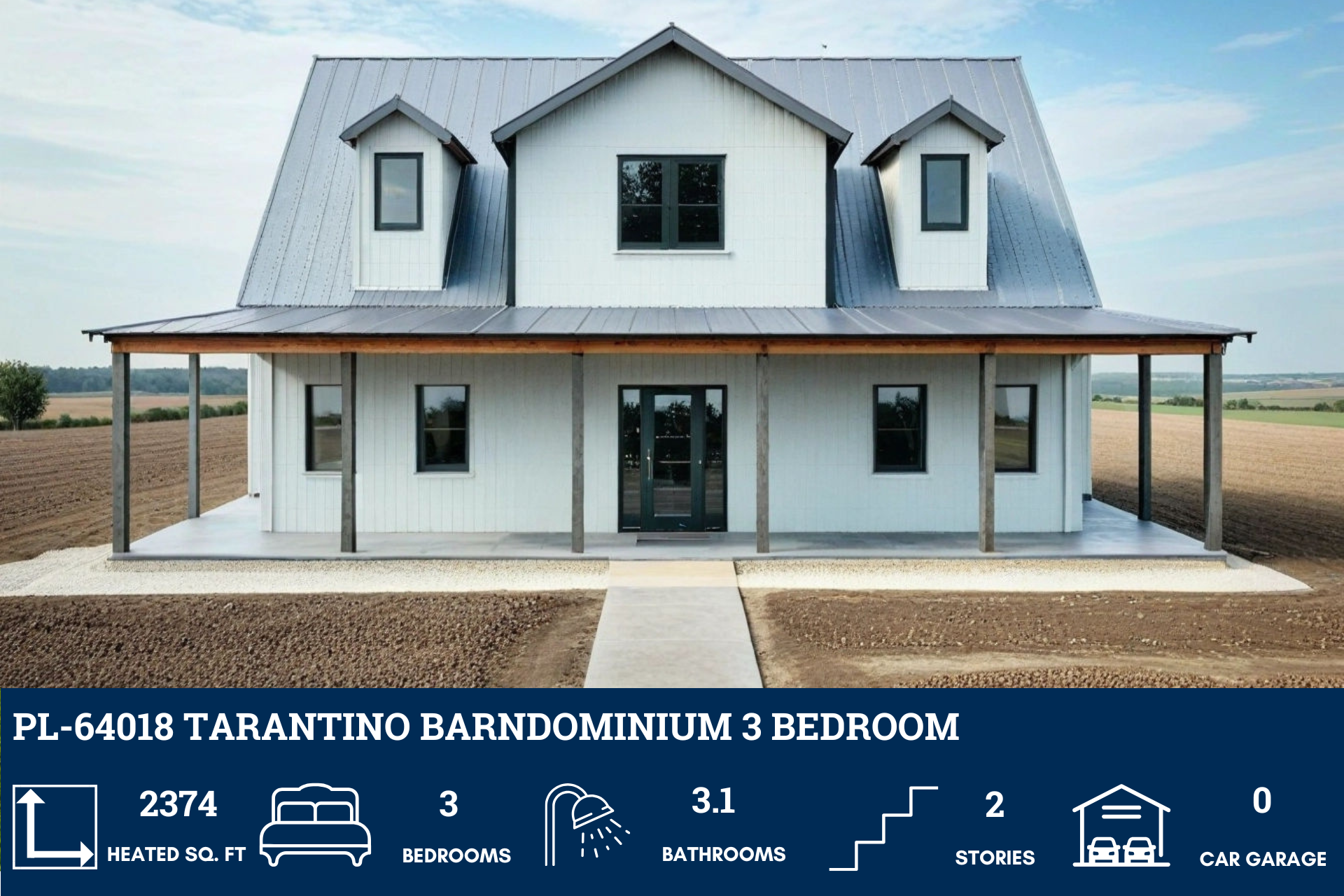 PL-64018 Tarantino Barndominium House Plan – Barndominium Plans
