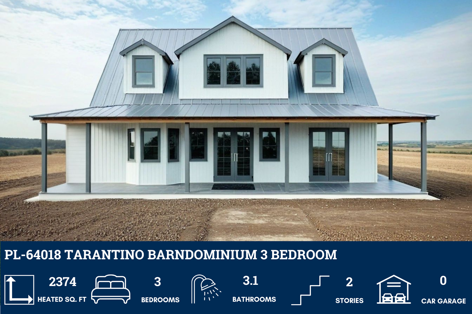PL-64018 Tarantino Barndominium House Plan – Barndominium Plans