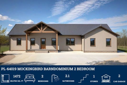 PL-64019 Mockingbird Barndominium House Plan