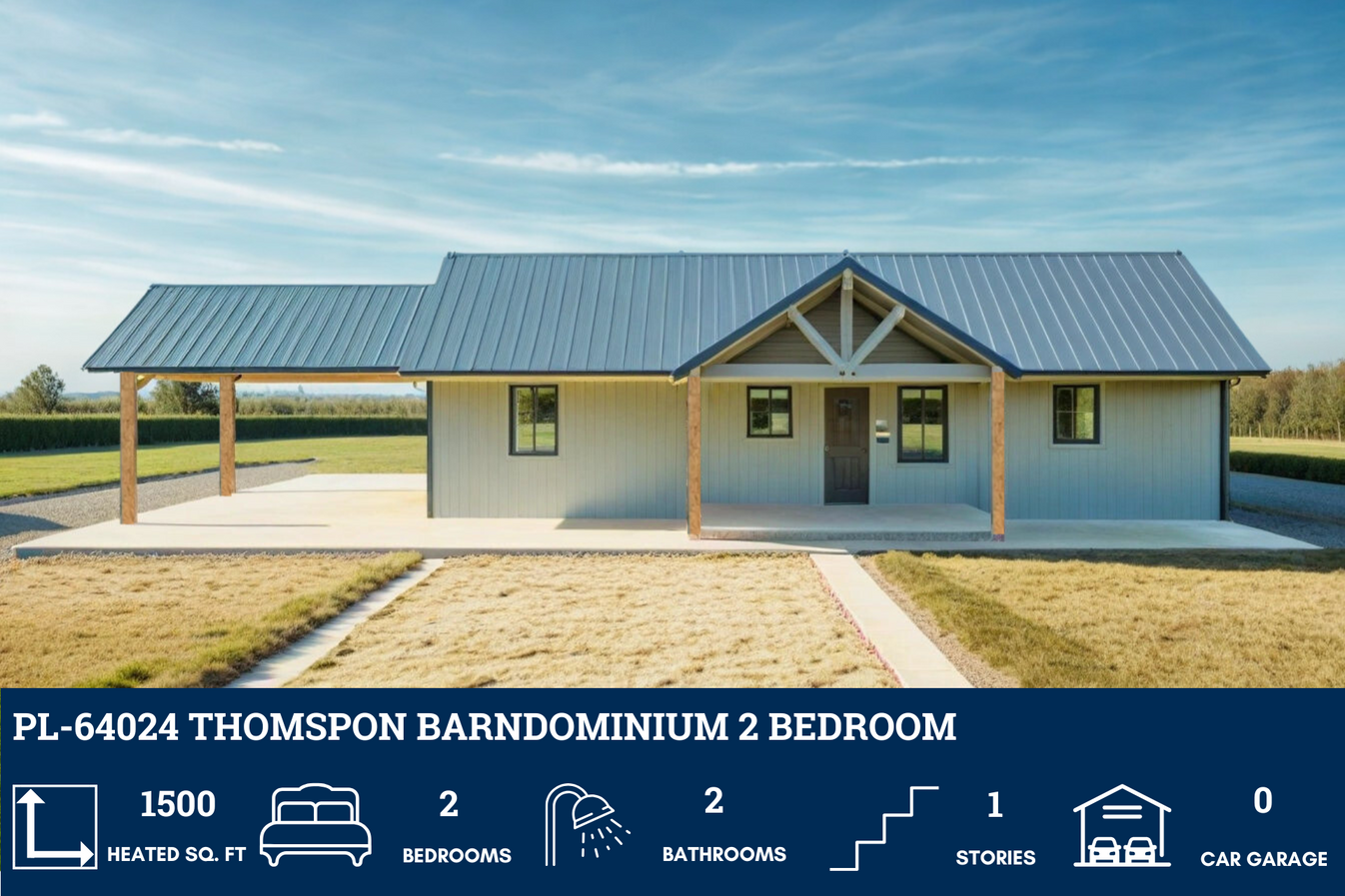 PL-64024 Thompson Barndominium House Plan – Barndominium Plans