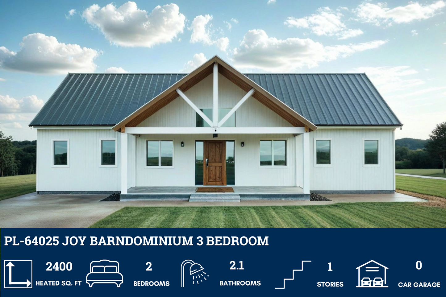PL-64025 Joy Barndominium House Plans