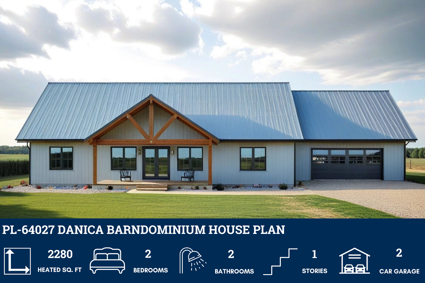 PL-64027 Danica Barndominium House Plan