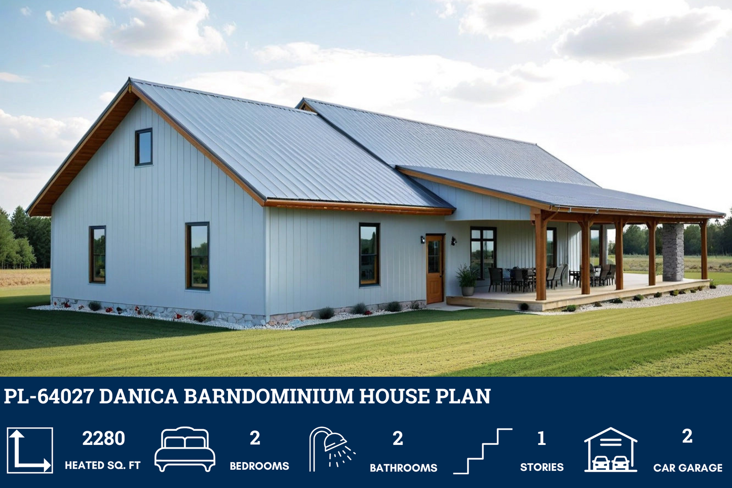 PL-64027 Danica Barndominium House Plan
