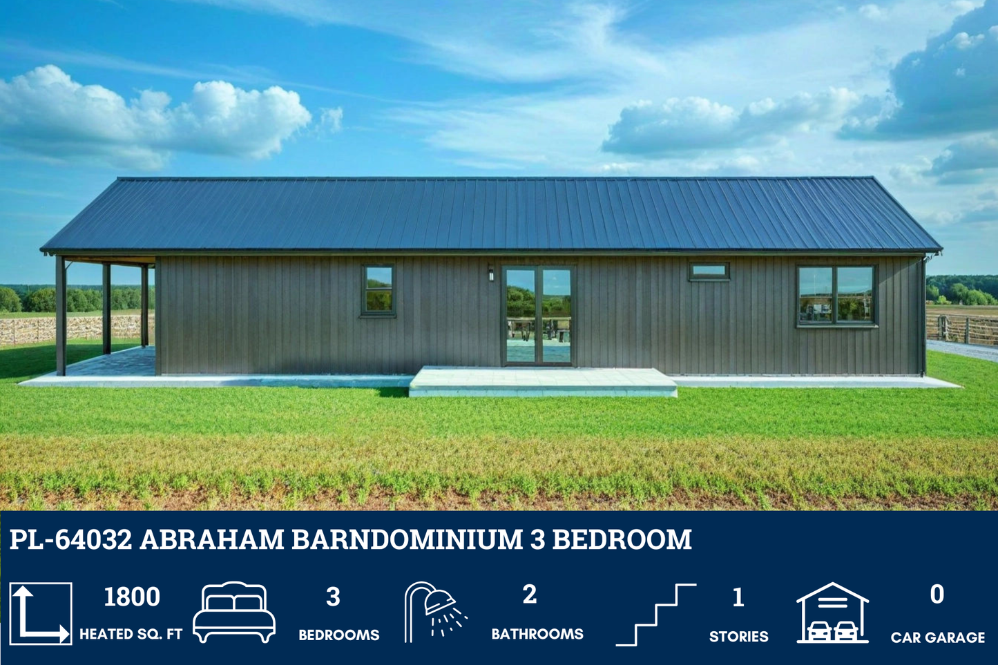 PL-64032 Abraham Barndominium House Plan