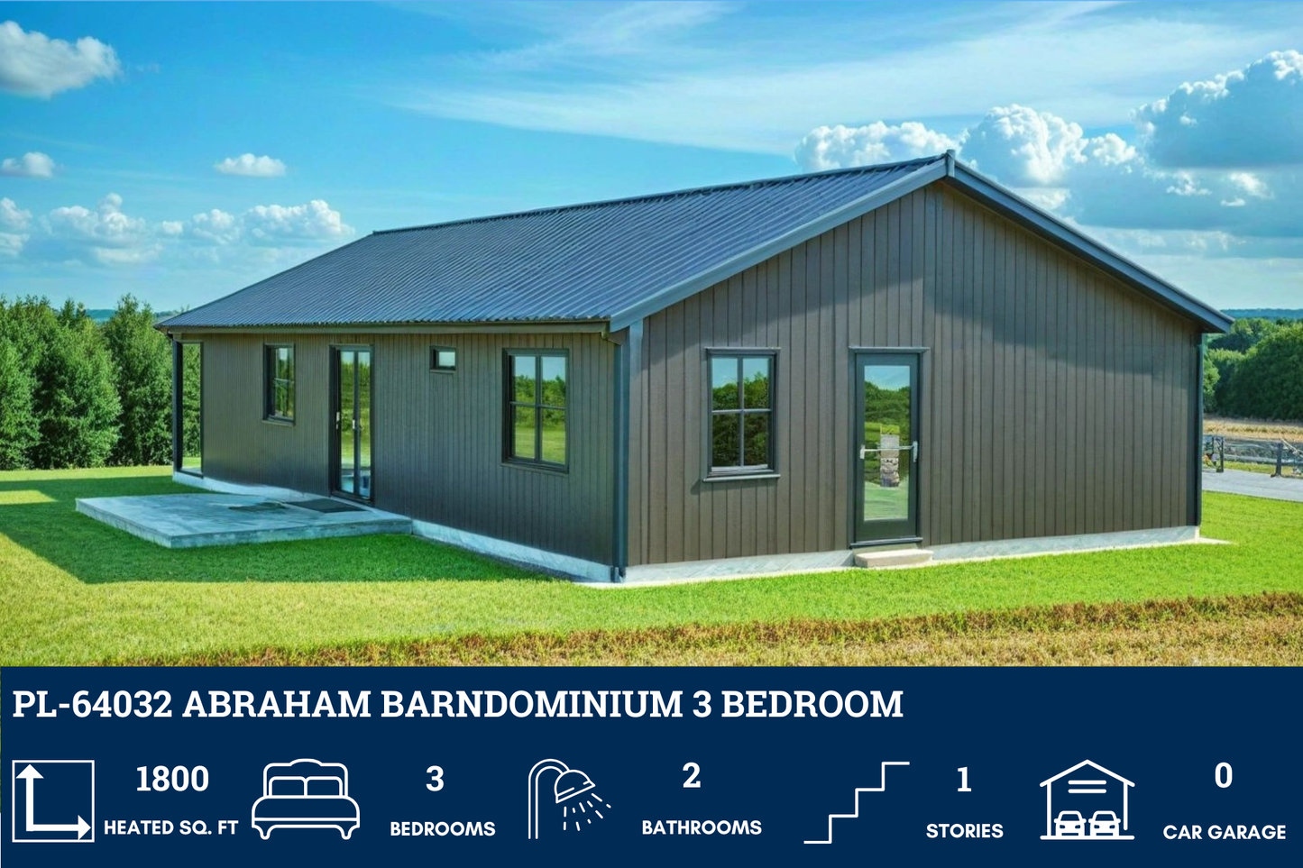 PL-64032 Abraham Barndominium House Plan