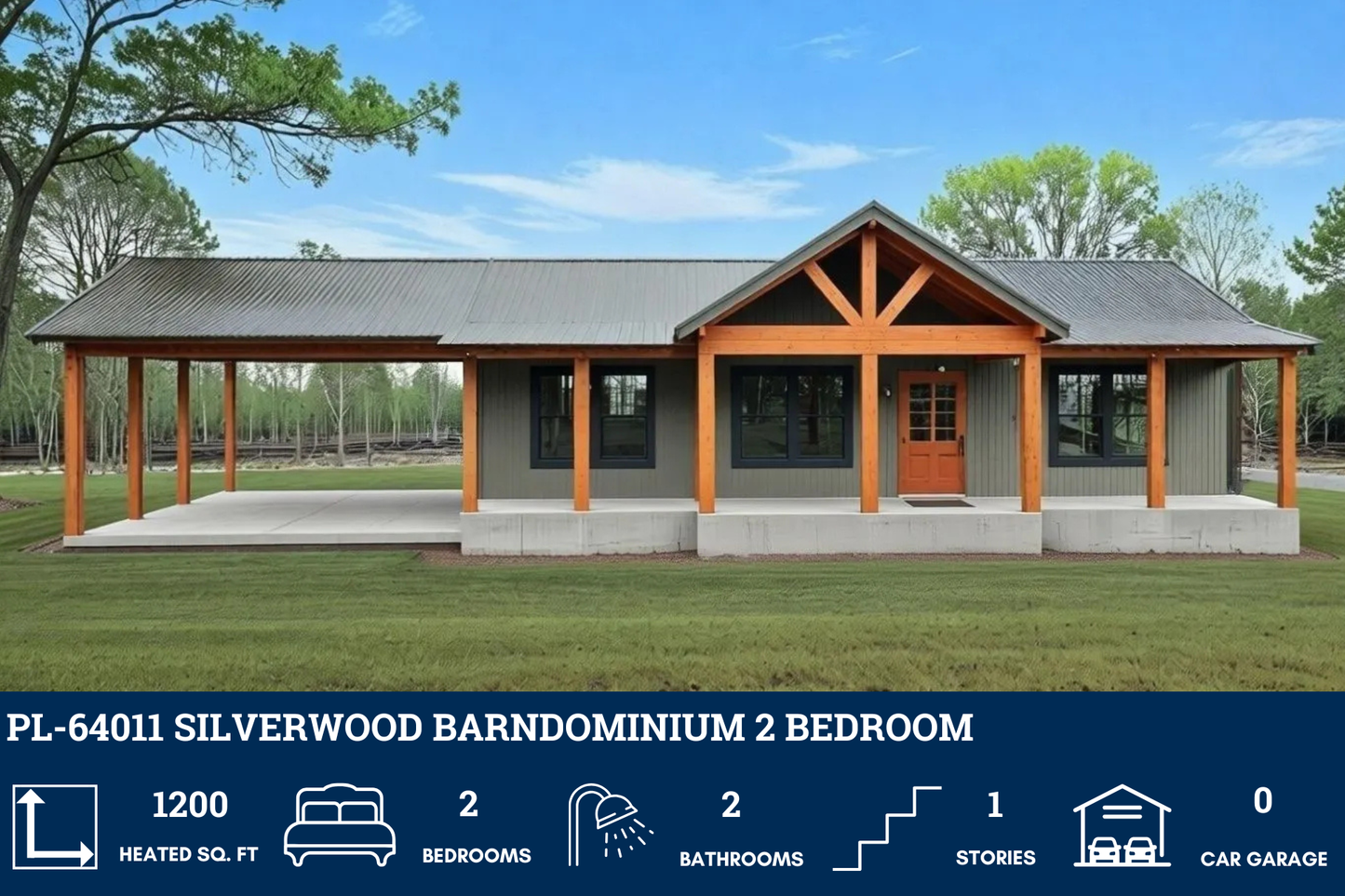 PL-64011 Silverwood Barndominium House Plan