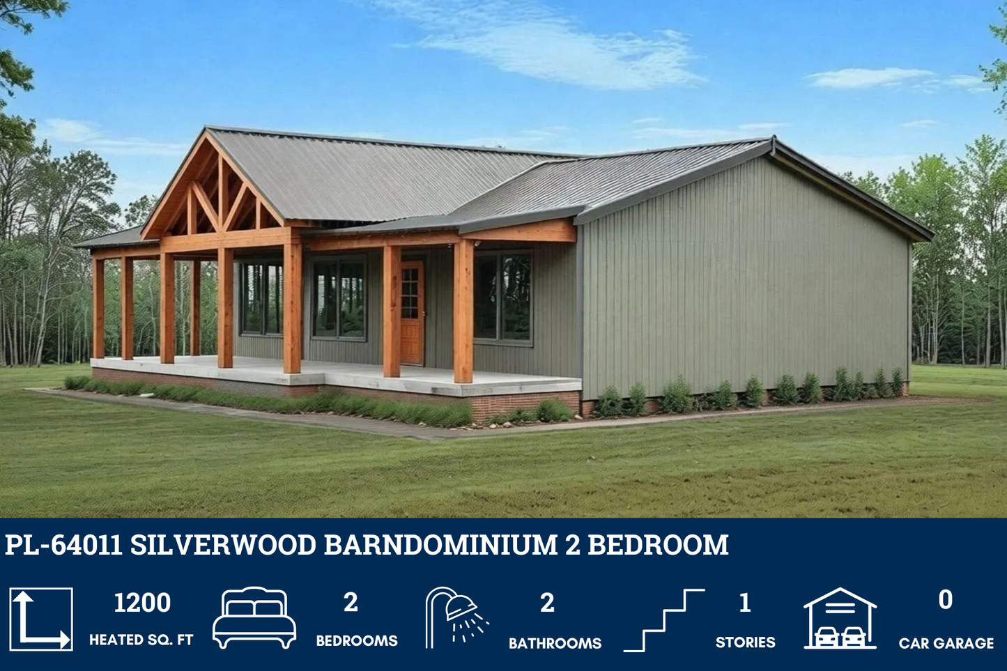 PL-64011 Silverwood Barndominium House Plan