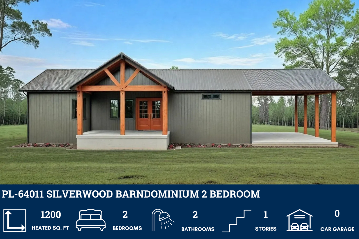 PL-64011 Silverwood Barndominium House Plan