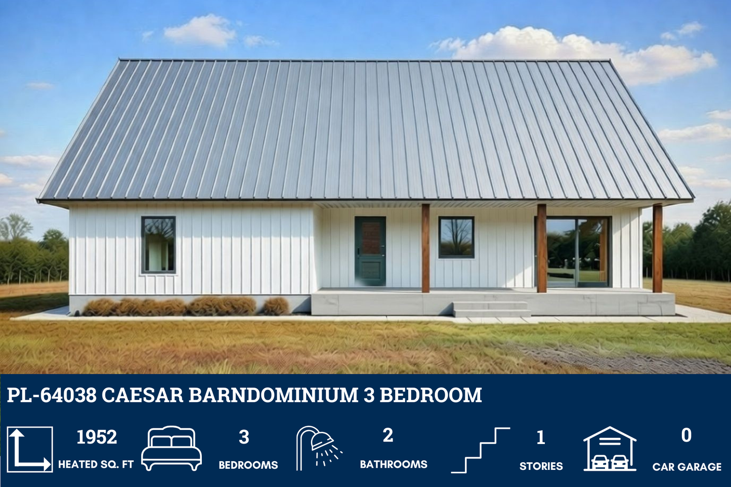 PL-64038 Caesar Barndominium House Plan