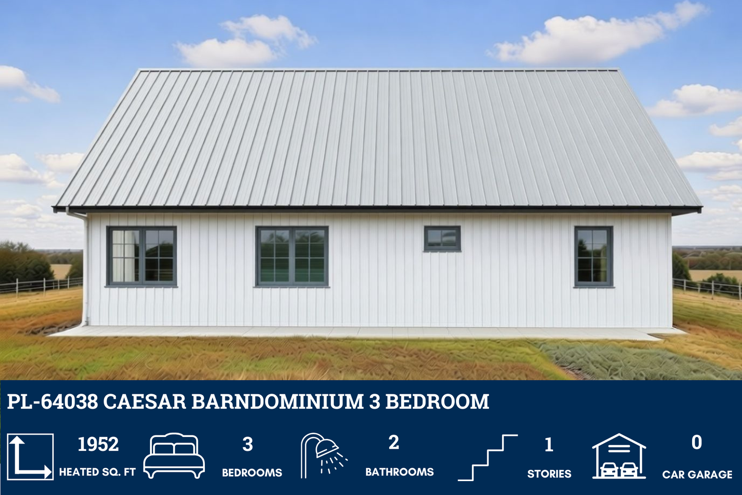 PL-64038 Caesar Barndominium House Plan