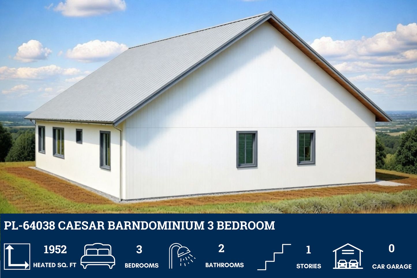 PL-64038 Caesar Barndominium House Plan