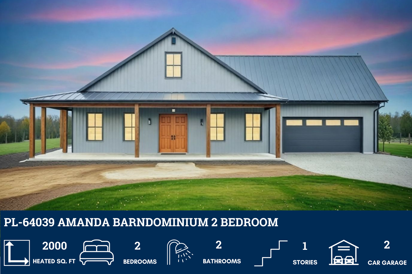 PL-64039 Amanda Barndominium House Plan