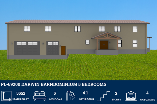 PL-69200 Darwin Barndominium House Plan