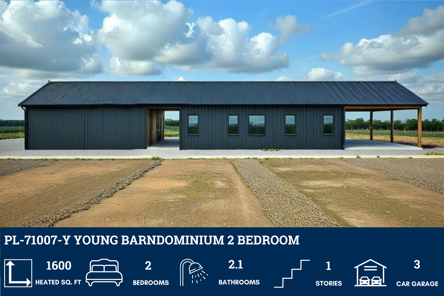PL-71007-Y Young Barndominium House Plan