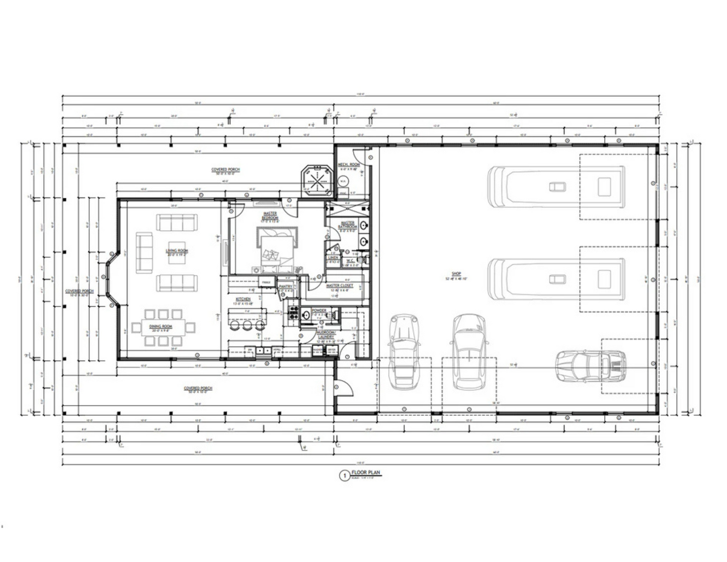 PL-62843 Garst Barndominium House Plan