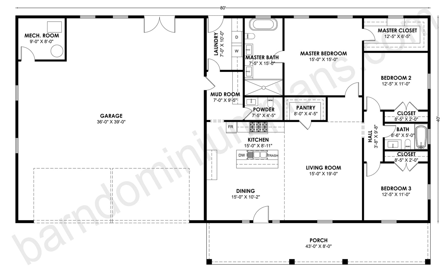 SS-30038 Barndominium House Plan