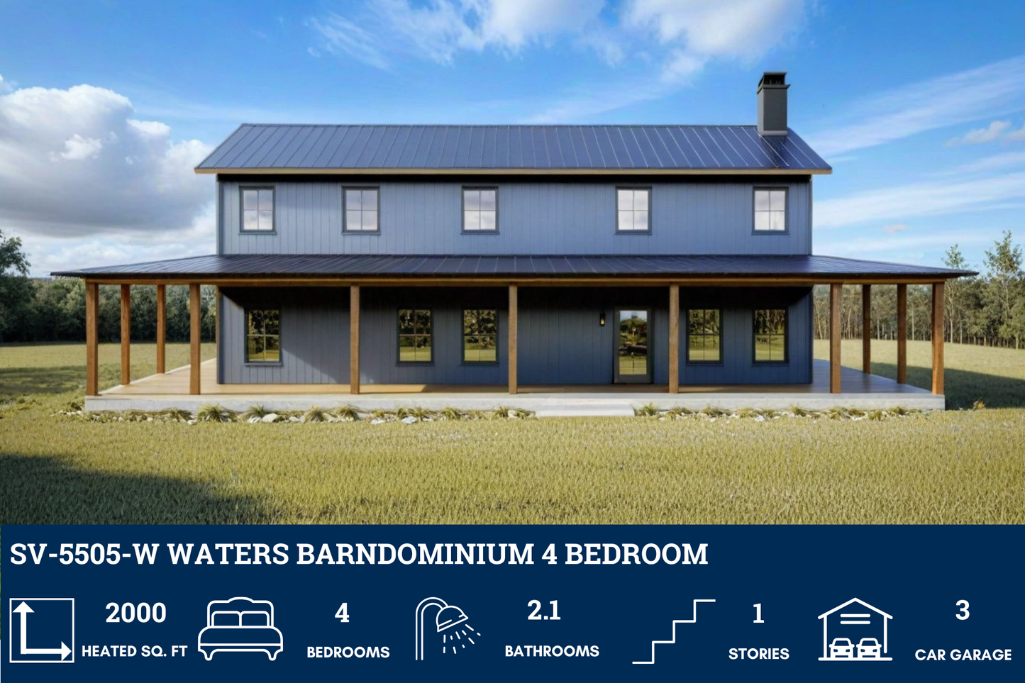 SV-5505-W Waters Barndominium House Plan
