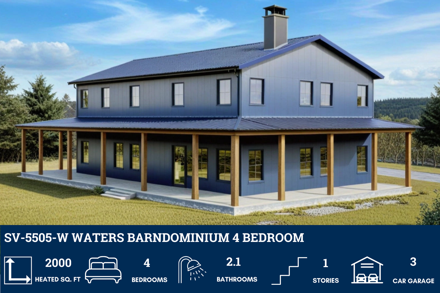 SV-5505-W Waters Barndominium House Plan