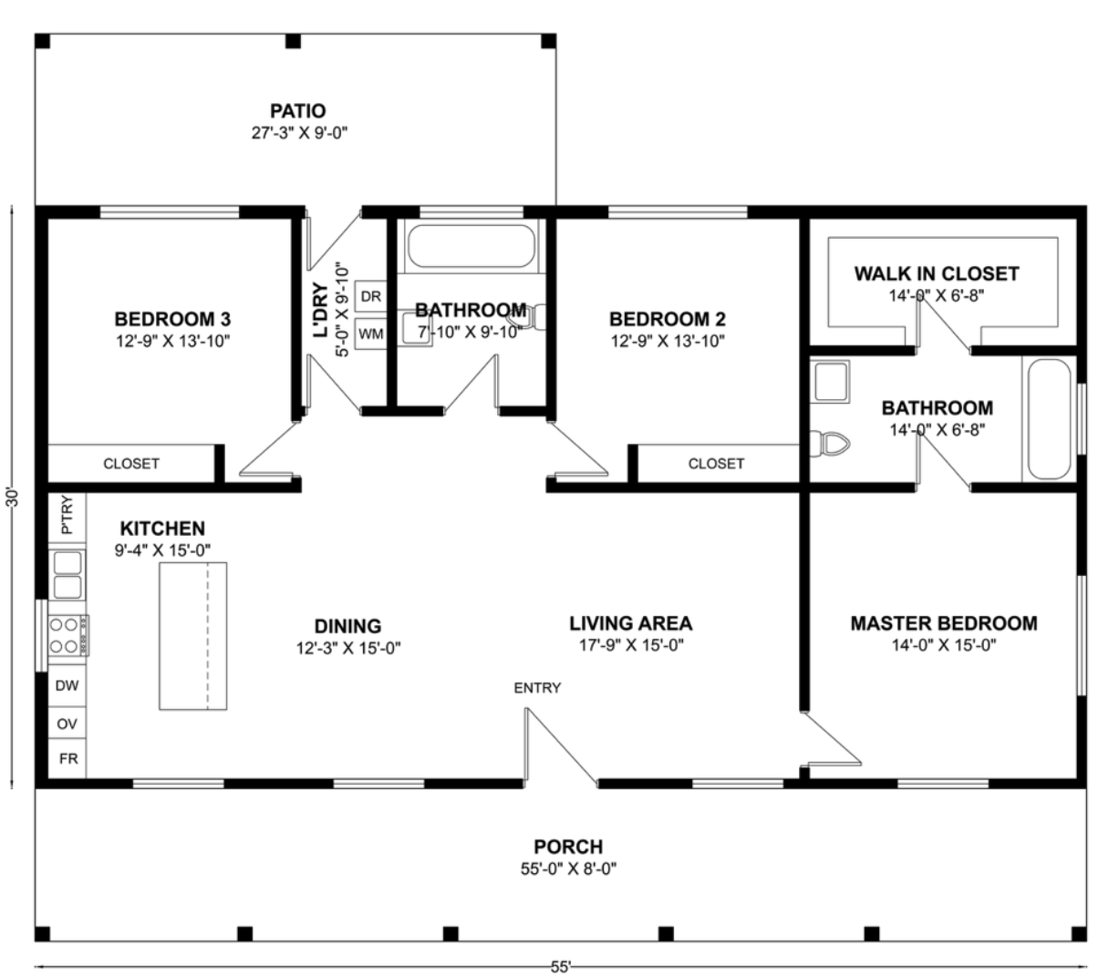 BCO-40100 Barndominium House Plan