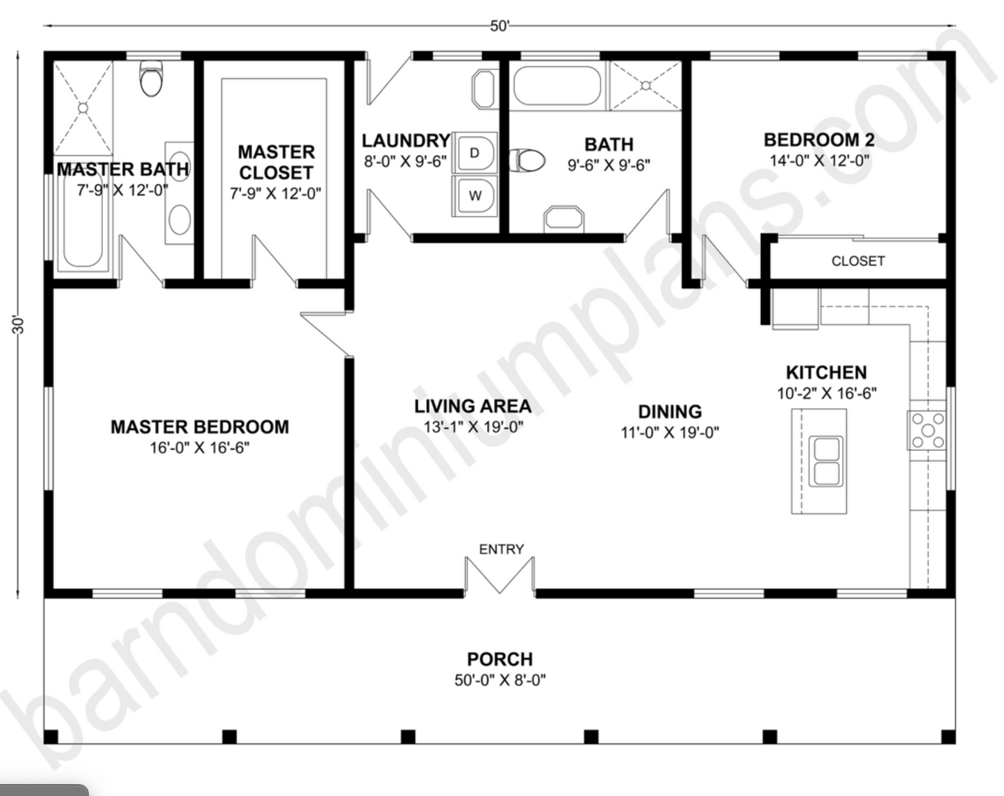 BCO-40103 Barndominium House Plan