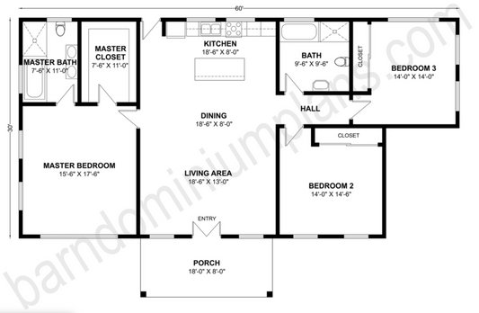 BCO-40104 Barndominium House Plan