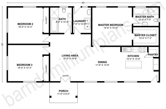 BCO-40108 Barndominium House Plan