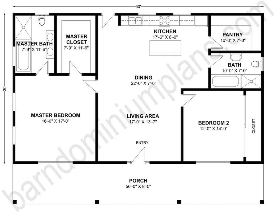 BCO-40109 Barndominium House Plan