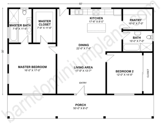BCO-40109 Barndominium House Plan