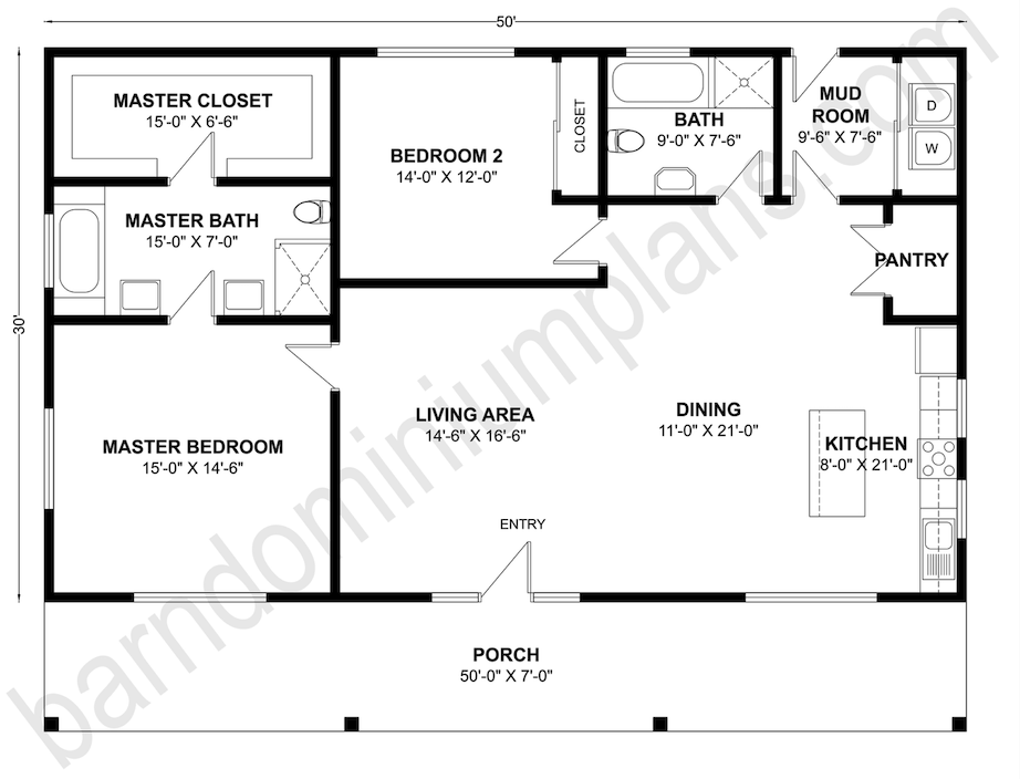 BCO-40111 Barndominium House Plan