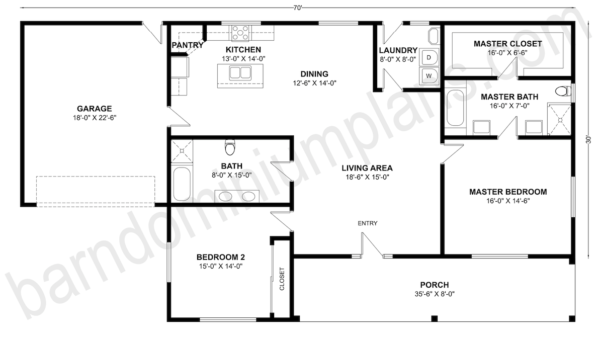 BCO-40114 Barndominium House Plan