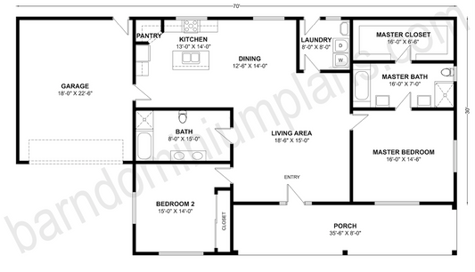 BCO-40114 Barndominium House Plan