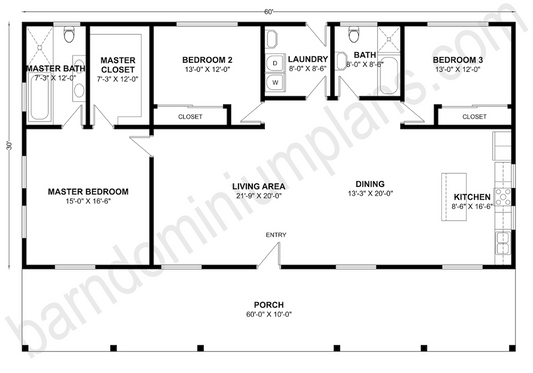 BCO-40115 Barndominium House Plan