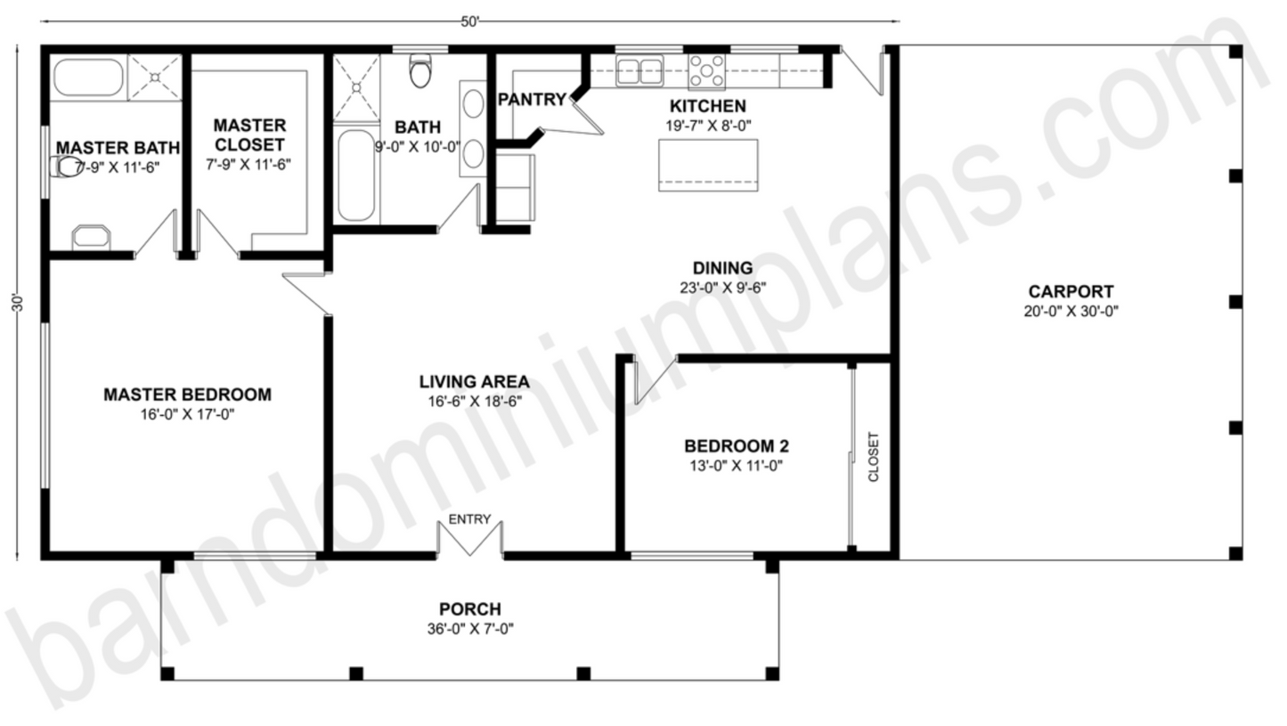 BCO-40105 Barndominium House Plan