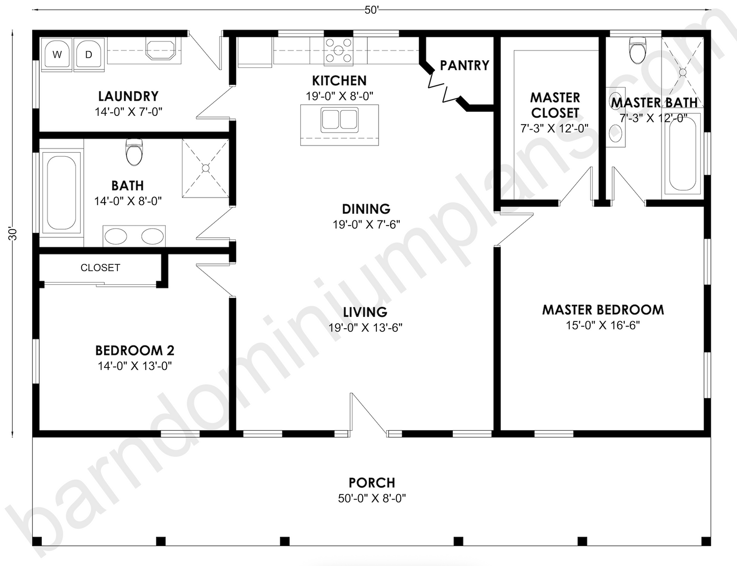 BCO-40116 Barndominium House Plan