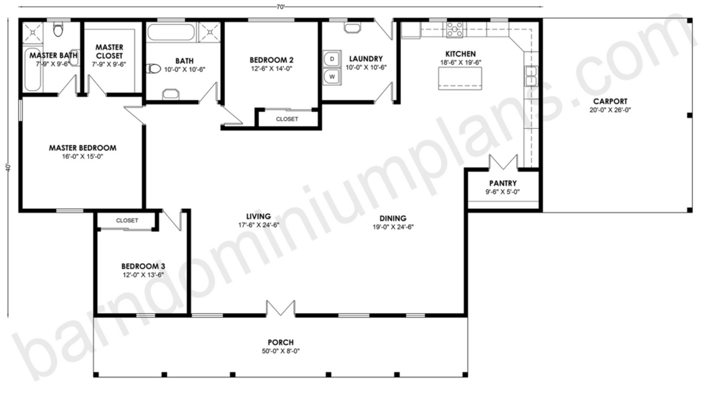 BCO-40117 Barndominium House Plan