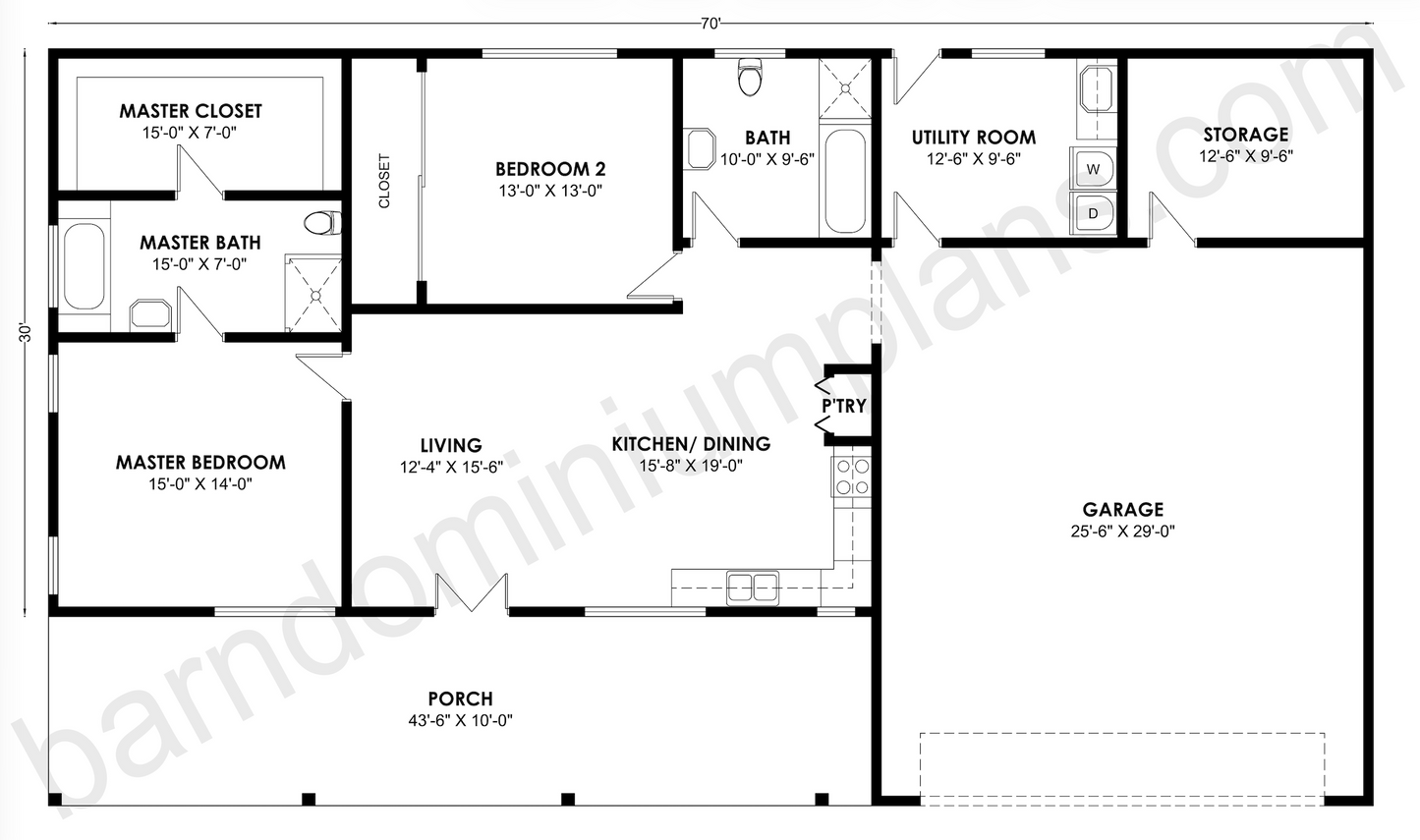 BCO-40120 Barndominium House Plan