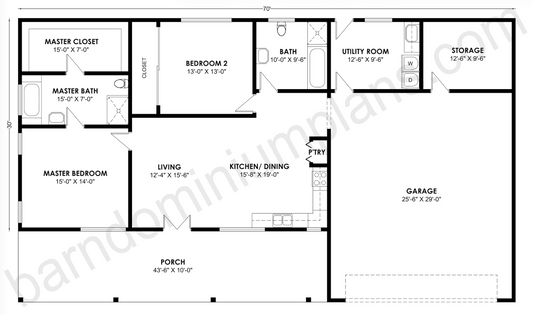 BCO-40120 Barndominium House Plan