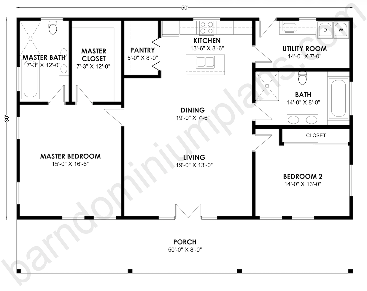 BCO-40121 Barndominium House Plan