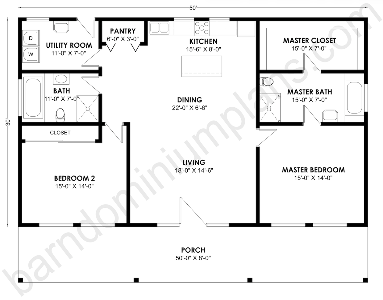 BCO-40122 Barndominium House Plan