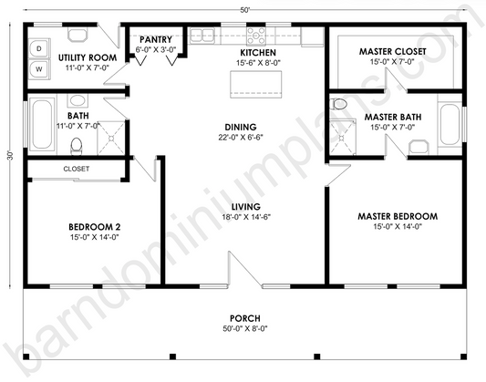 BCO-40122 Barndominium House Plan
