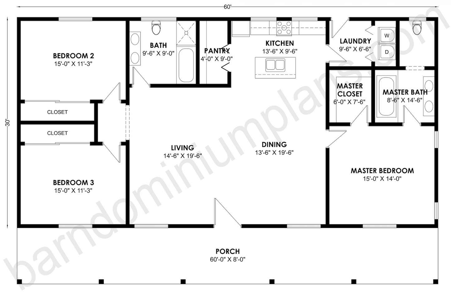 BCO-40123 Barndominium House Plan